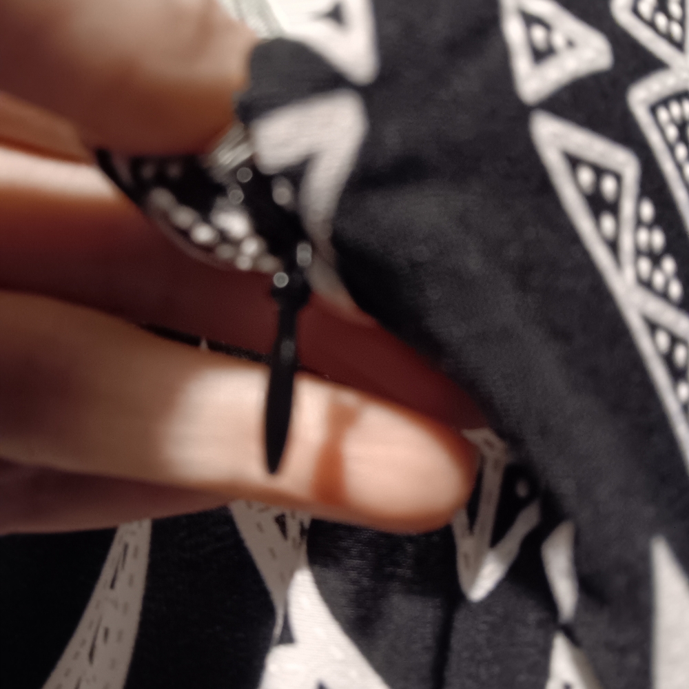 Cleo Black and Royal Blue White Geometric Patterned Top - Picture 4 of 4